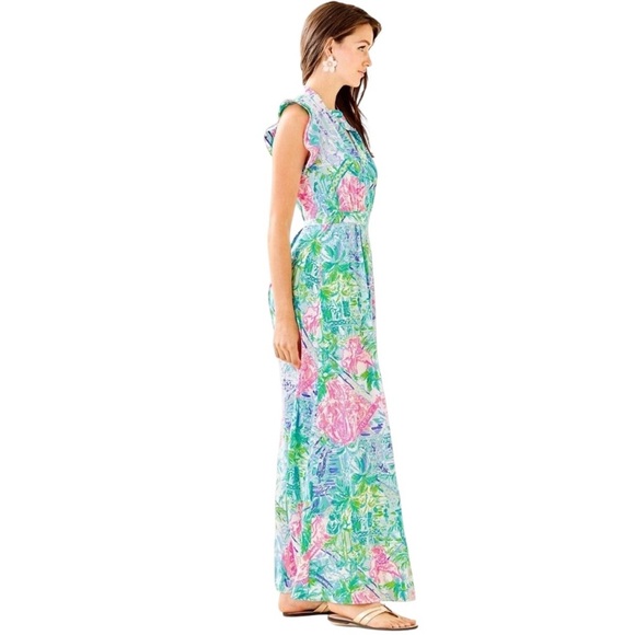 Lilly Pulitzer Palm Beach Silk Maxi Bohemian Queen 60th Anniversary NWOT Size 0 - Picture 1 of 7
